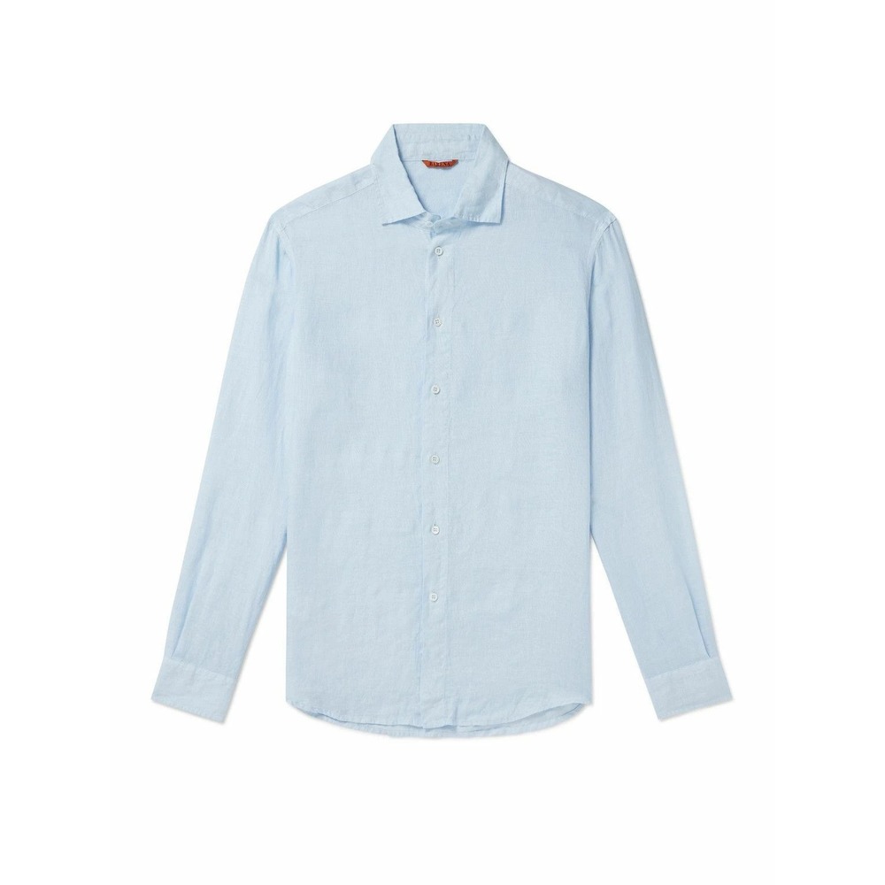 BARENA VENEZIA SURIAN LINEN SHIRT BLUE SIZE IT 48 US M RETAIL 335$